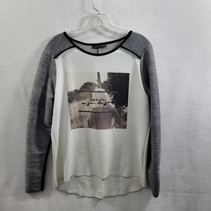 Zara W&B L'art de Viva französisches Grafik-T-Shirt zweifarbig ärmelig Größe L 12324-0638 - Bild 1 von 5