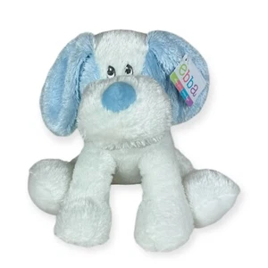 Ebba “Scruff” Plush Puppy Dog White Blue Nose Lovey Spot Gray Eyes w/Tags HTF 9” - Picture 1 of 9