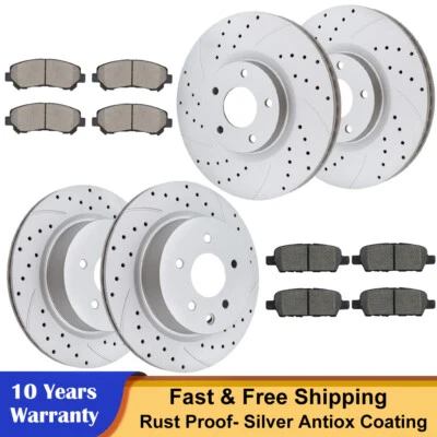 Керамическая тормозная колодка переднего заднего ПРОСВЕРЛЕННОГО ротора для Nissan Maxima 2009-2014 2016-2019 годов выпуска - Изображение 1 из 4