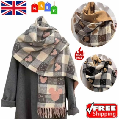 Disney Mouse plaid scarf NEW Soft flannel 1 size long soft comfy scarf