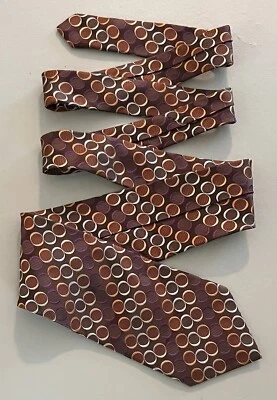 Steve Harvey Collection Men’s Necktie 100% Silk  Brown Multicolor Geometric EUC - Image 1 of 4
