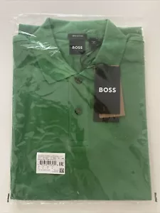 HUGO BOSS Firenze Polo Shirt Modern Fit 100% Pima Cotton GREEN Mens MEDIUM NWT - Picture 1 of 5