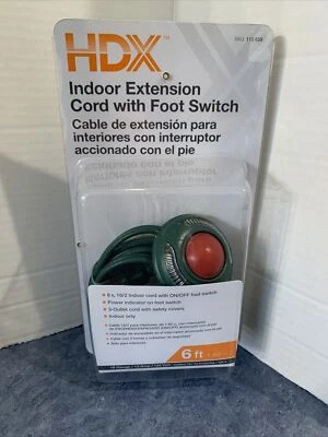 6 ft. 16/2 3-Outlet Extension Cord with Footswitch GREEN/RED ~ NEW - Image 1 of 2