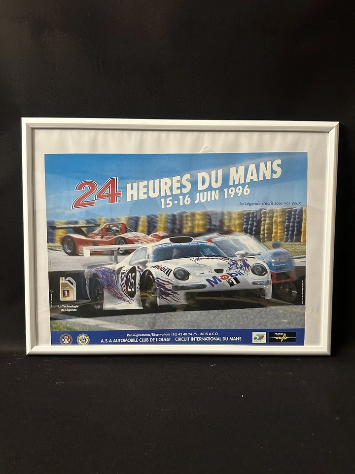 1996 24 Hours Of Lemans Porsche 911 GT1 Framed French Promotional Poster 24x16 - Image 1 of 4