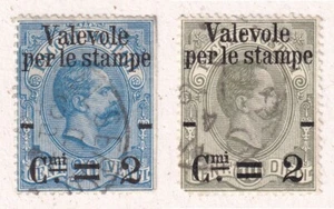 LOTE DE 2 SELLOS DE ITALIA - ITALIA REGNO: FRANCOBOLLO VALEVOLE POR SELLO 1890 065Y7 - Imagen 1 de 6