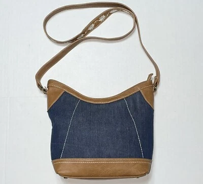 Cato Blue Denim Purse Floral Embroidered Strap - Image 1 of 4