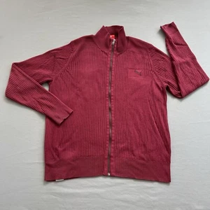 Puma maglione a costine uomo GRANDE manica lunga full zip finto collo elasticizzato bordeaux - Foto 1 di 9