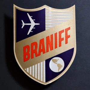 Gepäckaufkleber *** ORIGINAL VINTAGE *** um 1960 Braniff Airlines Aufkleber Sticker - Bild 1 von 2