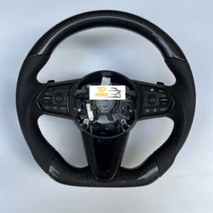 Real Carbon Fiber Steering Wheel Fit for Acura RDX 2019-2024 Black Leather - Picture 1 of 7
