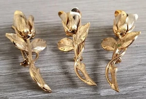 Vintage Set aus 3 Metall Rosegold Schmuck Pins dekorativ 2,5" verziert Valentinstag - Bild 1 von 2