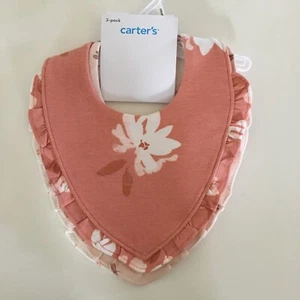 NEW Carters Baby Bibs 100% Cotton Ruffle Edge Floral Teething Drool Bibs - Picture 1 of 10