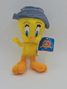 VTG 1998 Tweety Bird Warner Bros. Looney Tunes Denim Fishing Sun Hat Plush NWT - Picture 1 of 6