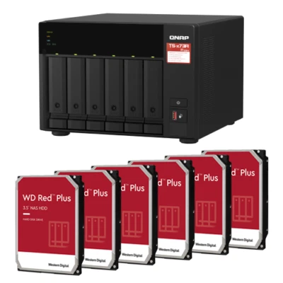 QNAP TS-673A-8G 6-Bay NAS | 96TB/72TB/60TB | Complete Kit with 6x 3.5" HDDs - Image 1 of 4