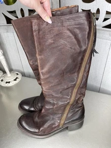 Lucky Brand Womens Distressed Leather Tall Riding Boots Zip Wide Calf Size 9 - Picture 1 of 9