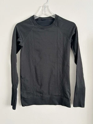 Pullover Lululemon Rest Less manga larga atlético tejido con cable talla 6 negro Foto 1 de 4
