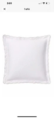 RALPH LAUREN Малин Гребешок Евро Подушка Sham Белый/ Серебро $225 Сатин Хлопок - Изображение 1 из 4