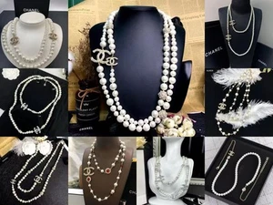 Elegant Crystal Pearl Jewelry Suit Accessories Ornaments Sweater Chain Necklace. - Picture 1 of 209
