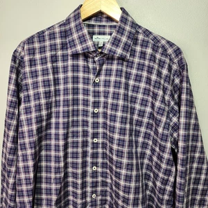 Peter Millar Herren Crown Finish Stretch rot blau kariert Button Down Medium M - Bild 1 von 9