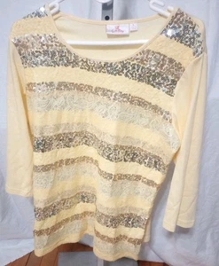 Camisa bordada manga 3/4 para mujer Quacker Factory RN#117150 - Imagen 1 de 6