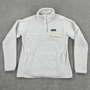 Patagonia Maglione Donna Grande Bianco Synchilla Snap T Pullover Polartec Pile - Foto 1 di 22
