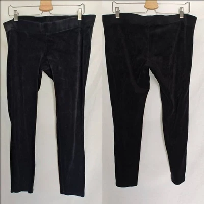 Juicy Couture Leggings Pants Black Soft Plush Low Rise Slim Straight Velour L - Image 1 of 4