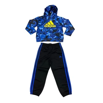 Adidas Niños 2 Piezas Sudadera con Capucha y Pantalones Jogger Conjunto Talla 4 Azul Camuflaje Negro Nuevo con Etiquetas Foto 1 de 4