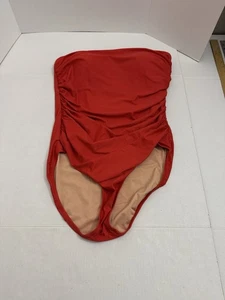 J. Traje de baño Crew acanalado bandeau de una pieza talla 16 rojo C70 - Imagen 1 de 7
