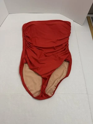 J. Maiô Crew Ruched Bandeau peça única tamanho 16 vermelho C70 - Imagem 1 de 4