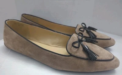 Talbots Womens 10M Tan Suede Francesca Driving Flats Loafers Tasseled Old Money  - Image 1 of 4