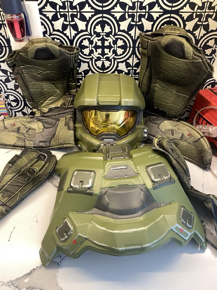 Halo Master Chief Deluxe Child Costume Jumpsuit and Mask Disguise Size Large