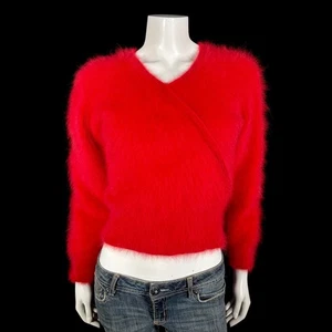 70% Angora Fuzzy Vintage I.B.DIFFUSION Red Pullover Sweater 34 in bust - Picture 1 of 10