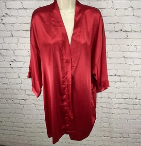 Accappatoio corto Victoria’s Secret rosso raso seta manica 3/4 kimono tasche taglia unica - Foto 1 di 14