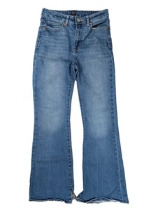 GAP 70's Flare Regular Fit Blue Wash Denim Wide Leg Jeans Girl's Size 12 - Picture 1 of 8