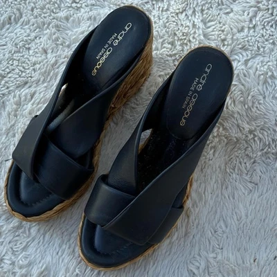 Sandalias de cuña Andre Assous alpargata de cuero azul marino talla 9 (39) Foto 1 de 4