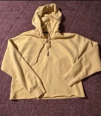 Abercrombie & Fitch Mujer Amarillo Recortado, Media Cremallera Jersey Sudadera con Capucha Talla Med Foto 1 de 4