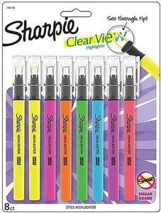 Sharpie Clear View Textmarker Sticks, Keilspitze, sortiert fluoreszierend, 8 Stück - Bild 1 von 7