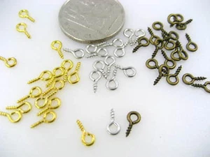 50pc 8mm Screw Eye Pin Bail Nail Drill Hook Loop Clay Vial Resin Bead Wood Charm - Picture 1 of 18