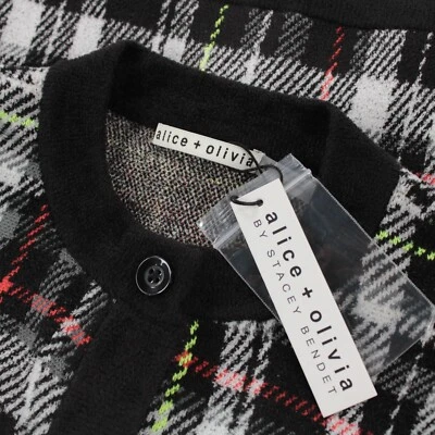 Alice + Olivia NWT Cardigan Sweater Size XS Freedom Plaid Black/Multi - Image 1 of 4