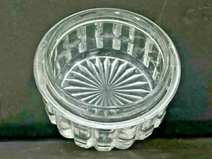 OLD VINTAGE RARE CRYSTAL CLEAR CUT GLASS BEAUTIFUL CARNIVAL BUTTER BOWL JAPAN - Picture 1 of 12