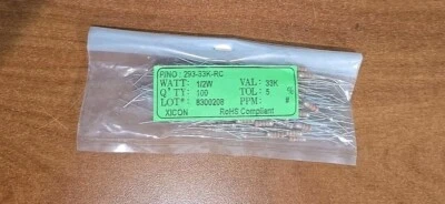 Resistencia de película de carbono Xicon Carbon 33-Ohm Ω 5 % tolerancia 1/2 W 0,5 vatios PAQUETE DE 100   Foto 1 de 4