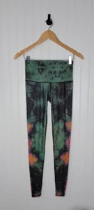 Teeki Eagle Feather Dreamcatcher Tie Dye Green Pink Hot Pant Legging Size XS - Picture 1 of 10
