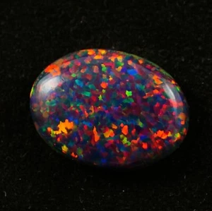 Black Fire Opal Oval Cabochon 10x8 mm 2 Cts AAA+ Australian Loose Gemstone - Picture 1 of 4