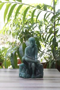 7.5 Inches Natural Aventurine Sai Baba Statue Hand Carved Home Decor Sculpture - Imagen 1 de 6