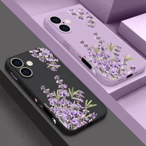 For iPhone 16 Pro Max 16e 15 14 13 12 11 Lavender Flower Silicone Case Cover - Bild 1 von 19