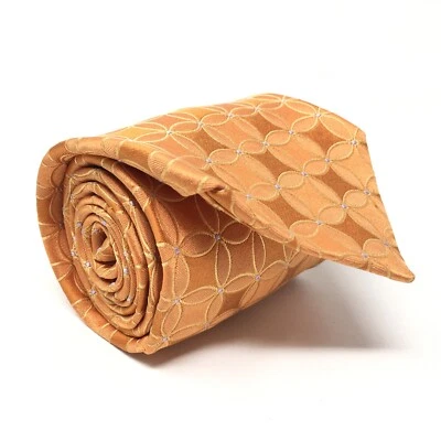 Corbata Ike Behar Nueva York Clásica Naranja Geométrica 100% Seda Hecha a Mano EE. UU. Foto 1 de 4