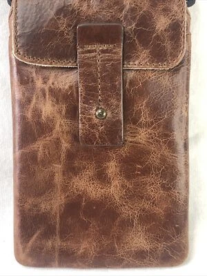 Bolsa de cuero marrón para teléfono celular móvil KRUSELL cuero genuino diseño sueco Foto 1 de 4