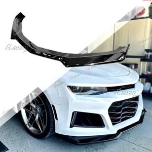 For 16-23 Camaro SS / 19-23 LS LT RS Gloss Blk Front Bumper Lip Splitter Spoiler - Foto 1 di 11