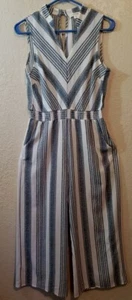 Monteau Damen Jumpsuit Strampler blau weiß ärmellos Taschen Medium - Bild 1 von 9