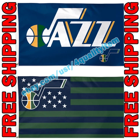 Deluxe Utah Jazz Logo USA Stars Stripes Flag Banner 3x5 ft NBA Fan 2021 NEW Cover