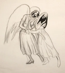 Arthur Wragg (1903– 1976) Drawing of two female figures, one angelic - Picture 1 of 3